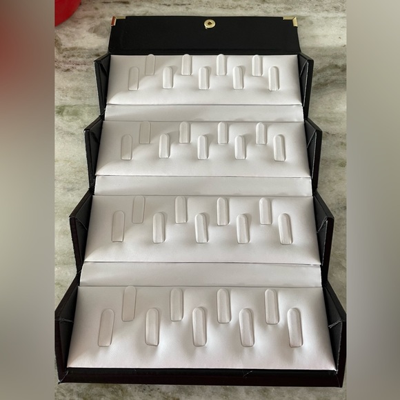 Black Leatherette Ring Roll up Case with Gold Hardware - Picture 5 of 5